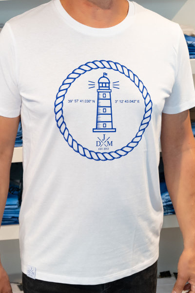Jenny Delüx Herren T-Shirt weiss mit Leuchtturm
