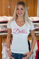 Jenny Delüx Damen T-Shirt weiß mit Glitzerschrift 23