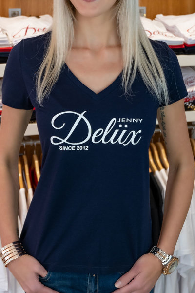 Jenny Delüx Damen T-Shirt blau mit weißem Schriftzug