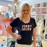 Jenny Delüx Rundhals T-Shirt schwarz mit glitzernder...